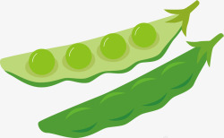 手绘卡通绿色豌豆荚素材