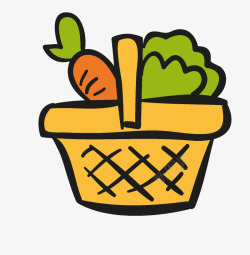 菜篮胡萝卜手绘卡通蔬菜篮子高清图片