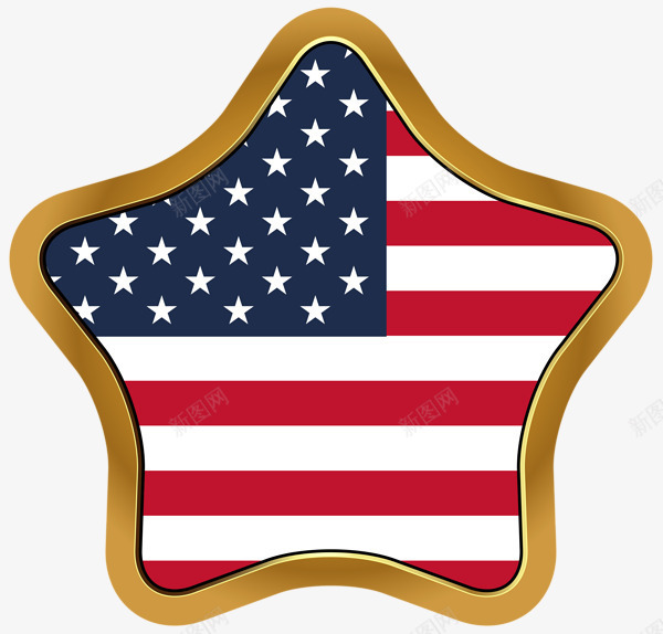 金色边框美国国标图标png_新图网 https://ixintu.com 国旗图标 星星图形 美国素材 黄金饰品