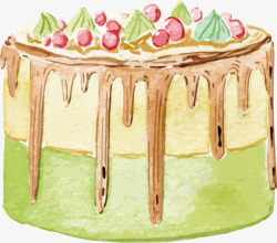 水彩面点水彩樱桃蛋糕美食矢量图高清图片
