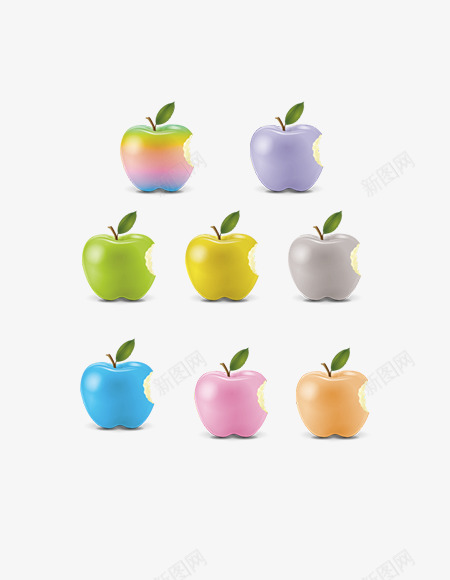 彩色缤纷的苹果png免抠素材_新图网 https://ixintu.com 卡通 彩色 缤纷 苹果