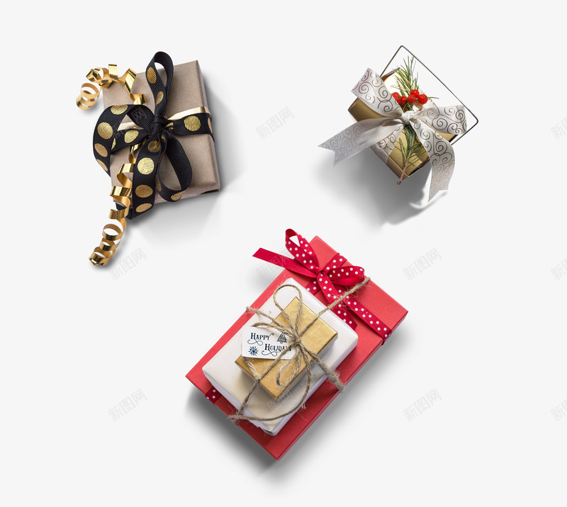 圣诞节元素3个礼品盒png免抠素材_新图网 https://ixintu.com 圣诞节元素3个礼品盒 红色礼物盒 蝴蝶结