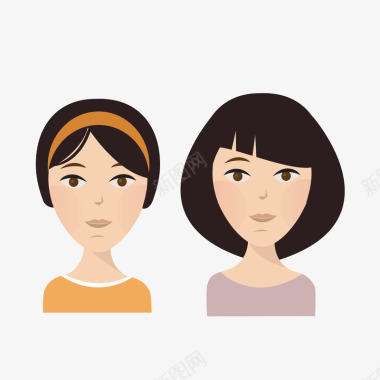 亚洲女性头像图标图标