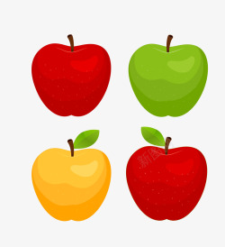 四色彩色大苹果集合矢量图素材