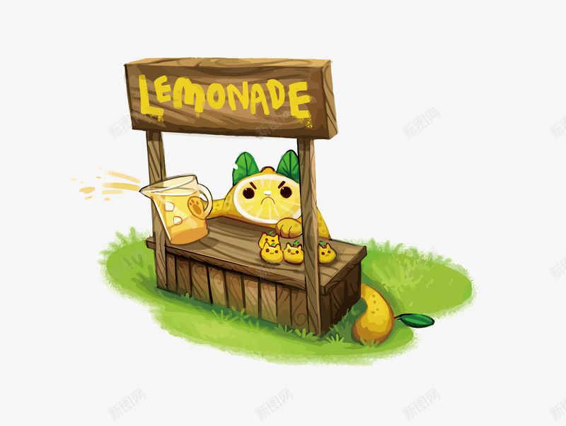 猫咪柠檬小店png免抠素材_新图网 https://ixintu.com 小店铺 柠檬汁 猫咪