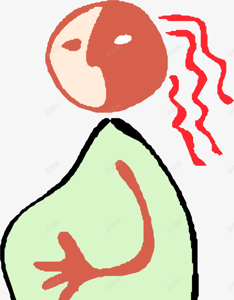 手绘孕妇png免抠素材_新图网 https://ixintu.com 卡通 女士 女性 孕妇 宝妈 手绘 水彩 红色头发 绿色