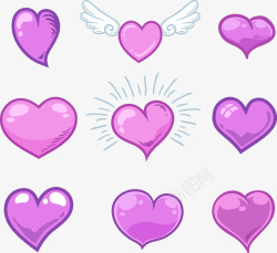紫色的心手绘紫色卡通心形高清图片