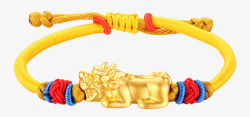黄色串珠手链潮宏基珠宝黄金貔貅手链高清图片