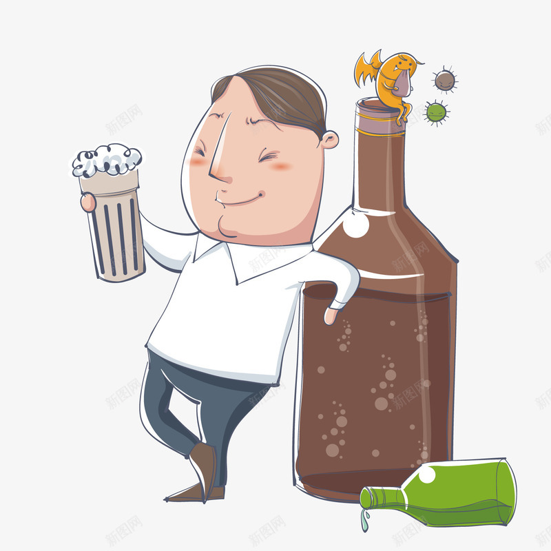 喝啤酒的男子png免抠素材_新图网 https://ixintu.com 啤酒 喝酒 老头