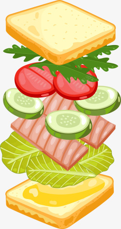 火腿三明治卡通三明治高清图片