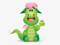 粉色的头发卡通小恐龙高清图片