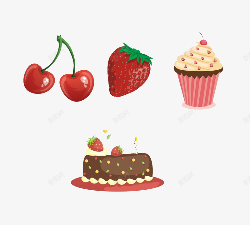 卡通樱桃草莓糕点蛋糕png免抠素材_新图网 https://ixintu.com 卡通 樱桃 糕点 草莓 蛋糕