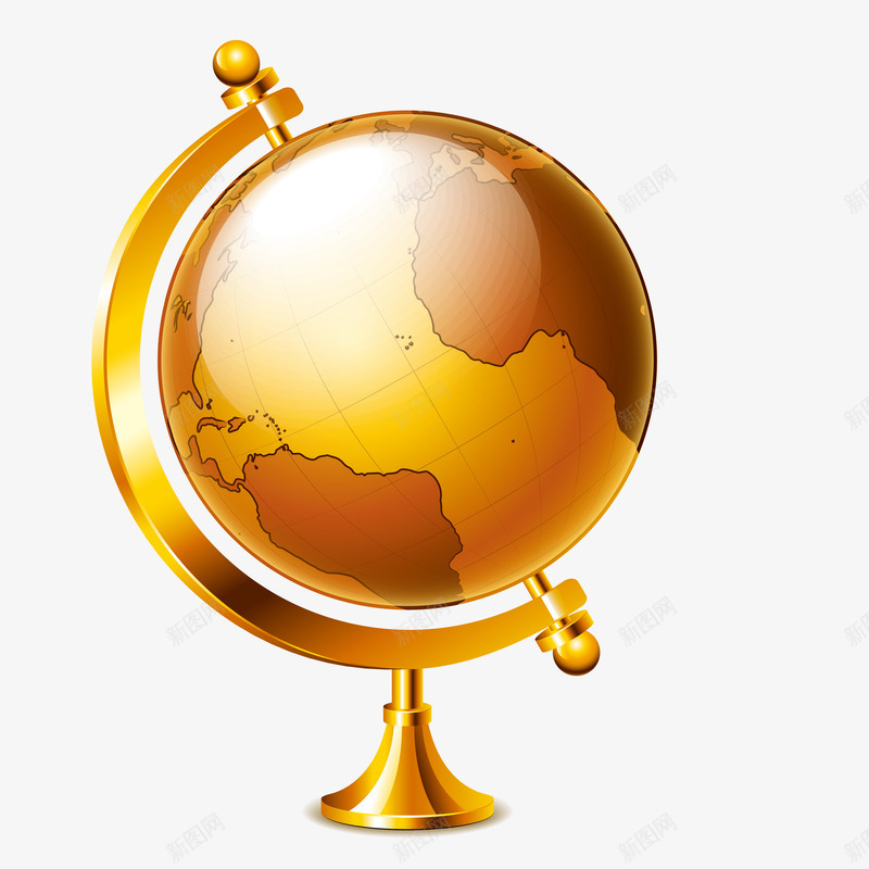 金色地球仪png免抠素材_新图网 https://ixintu.com 金色地球仪 金色地球仪免费png下载 金色地球仪矢量图