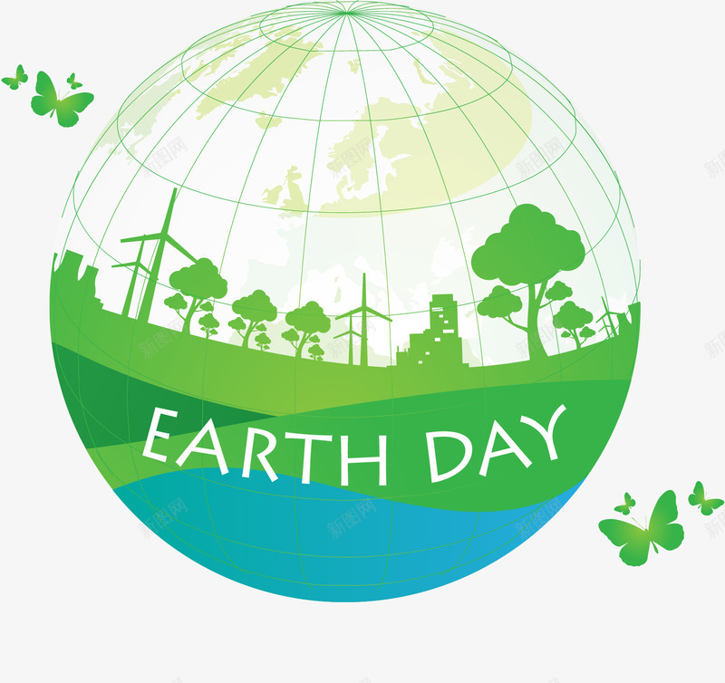 绿色环保地球png免抠素材_新图网 https://ixintu.com 创意 地球 地球日 地色 环保
