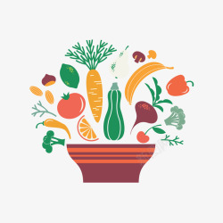 碗和各种蔬菜素材