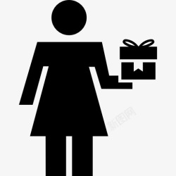 庆典礼品女人有一个礼品盒图标高清图片