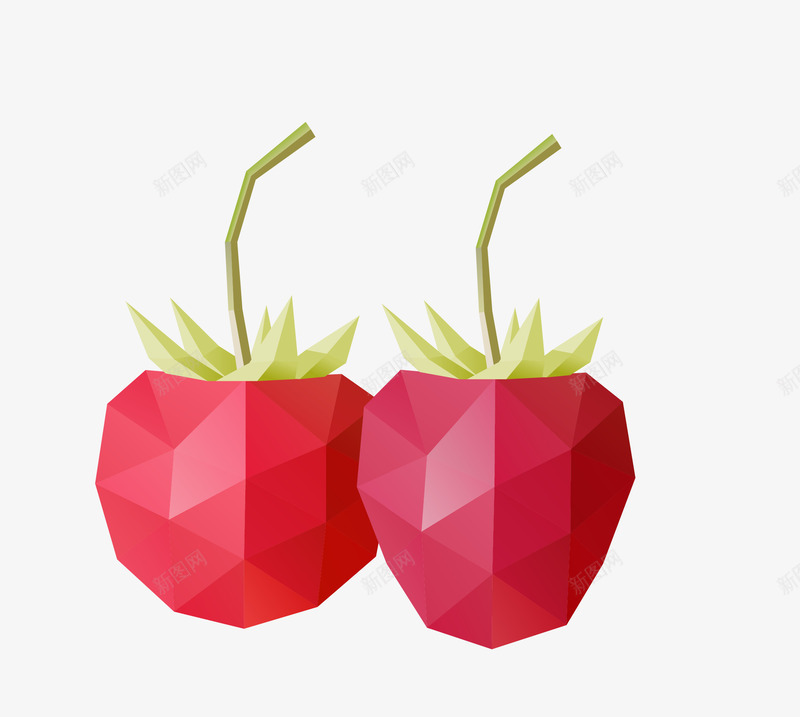 水果矢量图eps免抠素材_新图网 https://ixintu.com 低面设计 樱桃 水果 草莓 莓果 矢量图