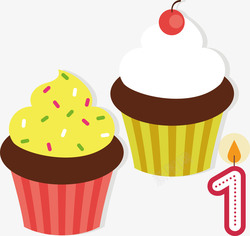 生日蛋糕数字1蜡烛卡通蛋糕生日矢量图素材