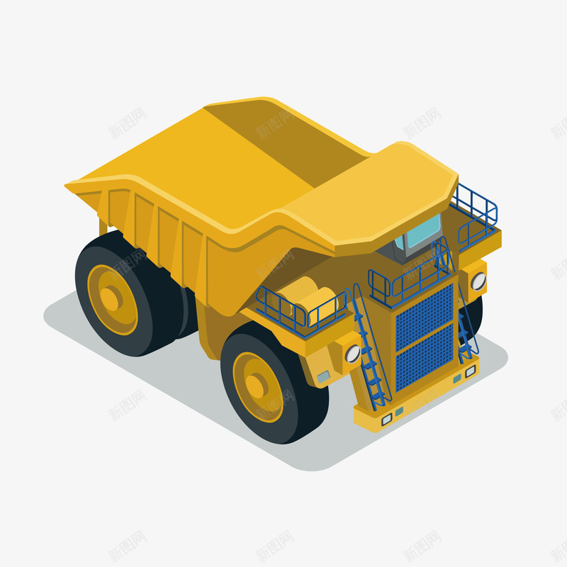 黄色卡车png免抠素材_新图网 https://ixintu.com 卡车 机械 汽车 渐变 轮胎 运输 重型 黄色