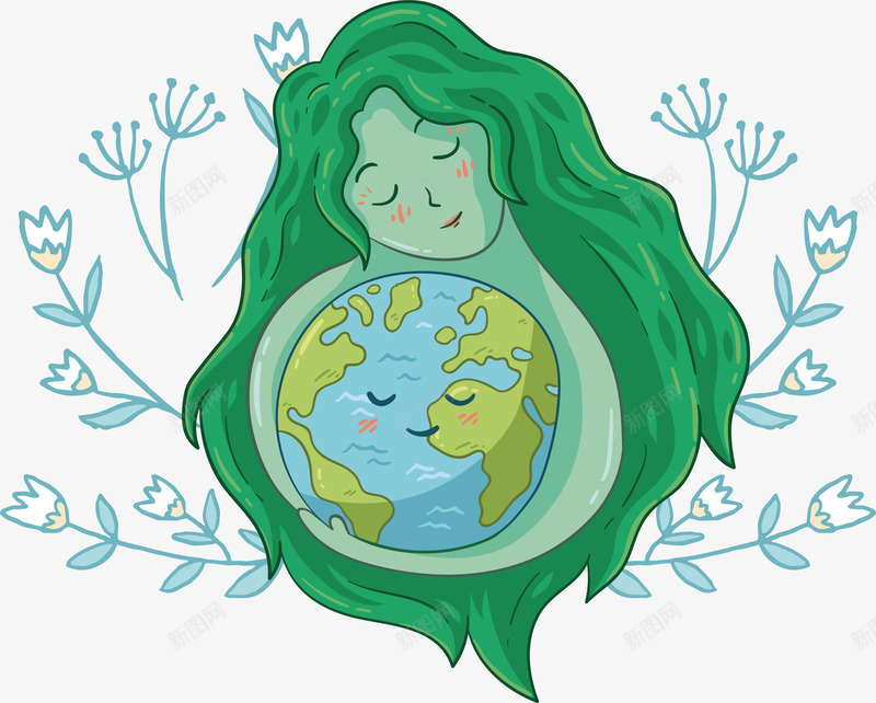 创意世界母亲地球日手绘矢量图ai免抠素材_新图网 https://ixintu.com 世界母亲地球日 呵护 地球 手绘 植物 母亲 爱护 环保 矢量图设计 设计 矢量图