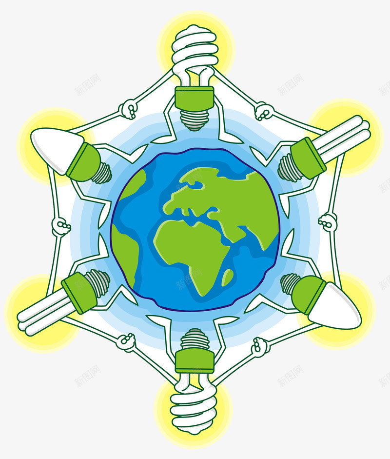 地球灯泡png免抠素材_新图网 https://ixintu.com 世界 卡通手绘 地球灯泡 水彩画 电线 装饰图案