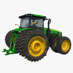 绿色农用机械黄色车轮绿色大型农用拖拉机高清图片