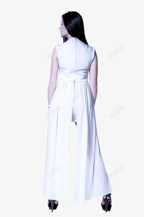 穿白色连衣裙女人的背影png免抠素材_新图网 https://ixintu.com 女人 女性 白色裙子 背影 连衣裙