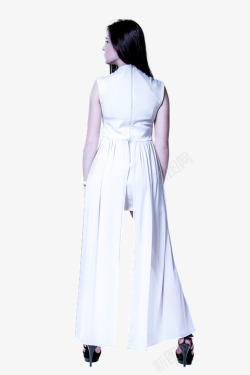 穿白色穿白色连衣裙女人的背影高清图片