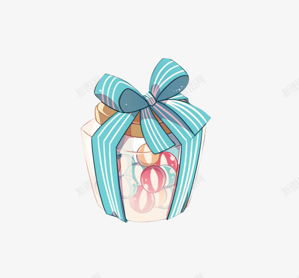 可爱蓝色彩带礼物盒png免抠素材_新图网 https://ixintu.com 盒子 礼品 礼物 礼物盒