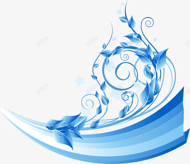 蓝色抽象藤蔓曲线png免抠素材_新图网 https://ixintu.com 抽象 曲线 蓝色 藤蔓