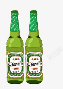 山城啤酒png免抠素材_新图网 https://ixintu.com 啤酒 夏日 玻璃瓶 绿色
