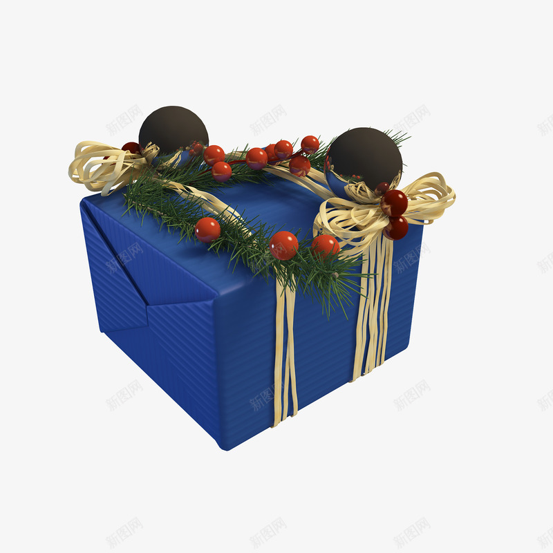 圣诞礼物盒装饰png免抠素材_新图网 https://ixintu.com 圣诞礼物素材 新年礼包 节日礼盒 蓝色礼品盒
