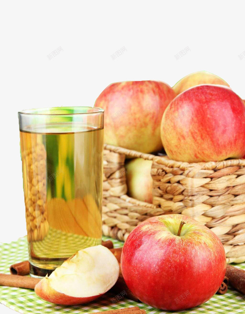 餐桌上的水果png免抠素材_新图网 https://ixintu.com 杯子 水果 苹果 茶水 餐布