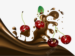 巧克力和樱桃插画图素材