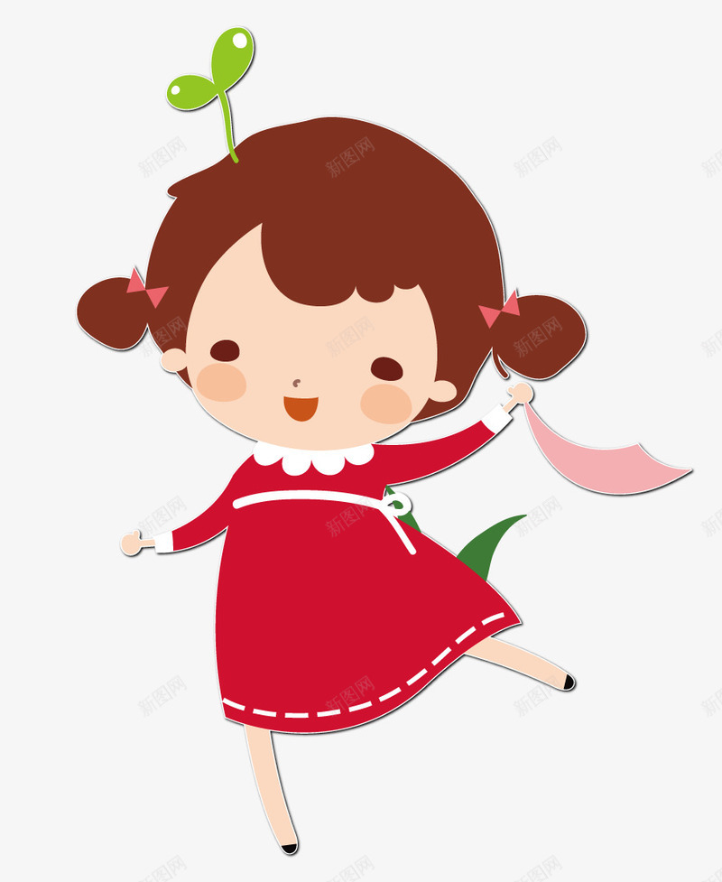 红衣服的女孩png免抠素材_新图网 https://ixintu.com 女孩 手绢 漂亮的 红色的 跳舞的 高兴地