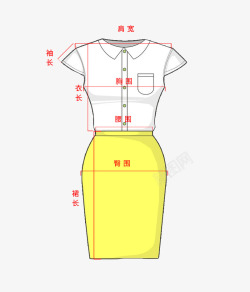 男士衣服测量图套装裙测量图高清图片