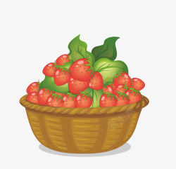 亲子摘草莓一篮草莓矢量图高清图片