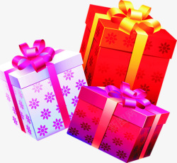 红色紫色白色的礼品盒素材