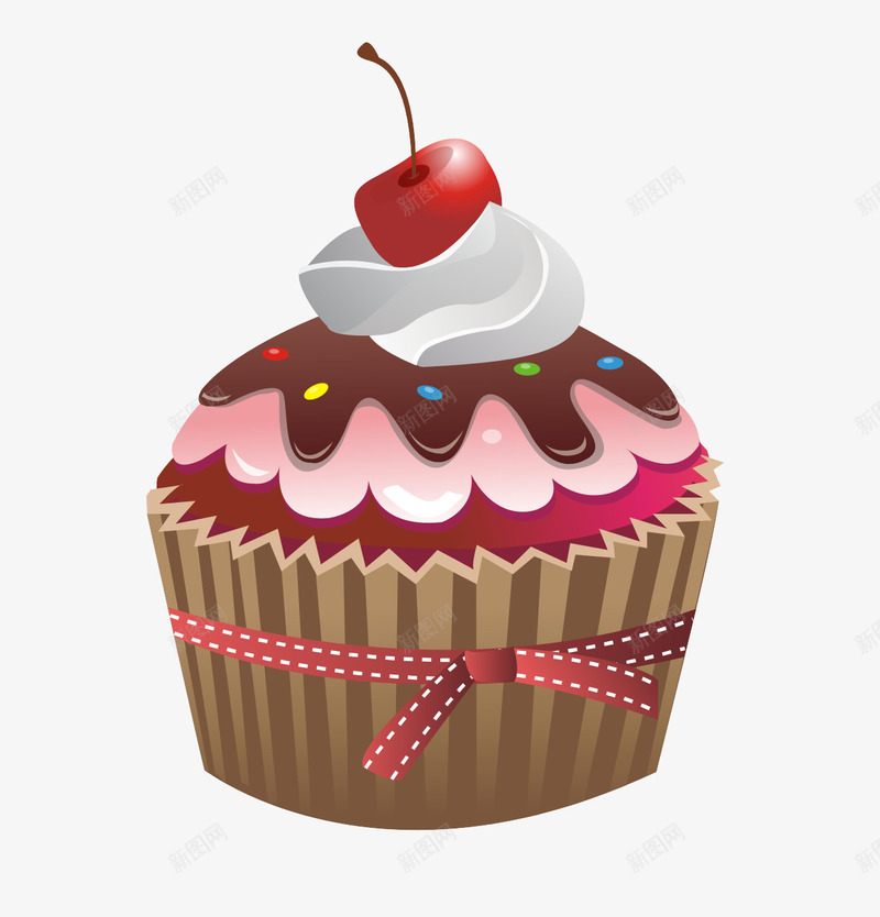卡通樱桃奶油蛋糕png免抠素材_新图网 https://ixintu.com 卡通 奶油 樱桃 蛋糕 蛋糕杯 面包