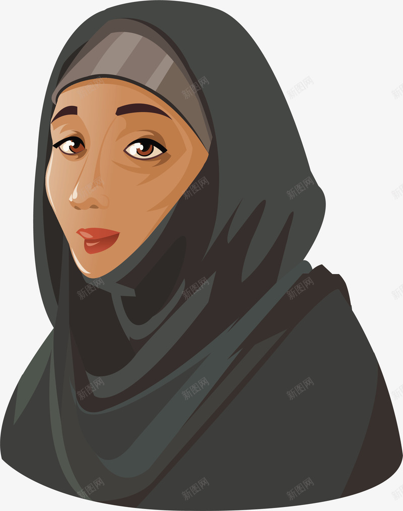 中东地区的妇女png免抠素材_新图网 https://ixintu.com 中东地区 中东女性 妇女头像 矢量png 阿拉伯女性 黑色帽衫