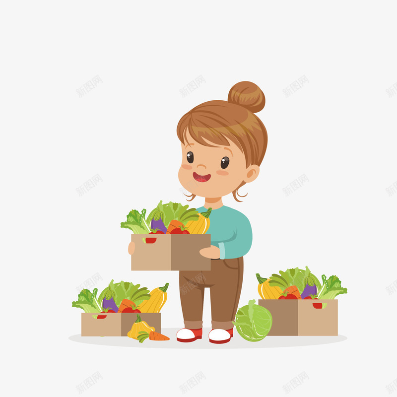 蔬菜卡通女生png免抠素材_新图网 https://ixintu.com png免抠图 包菜 卡通 女孩 手绘 送蔬菜 食物