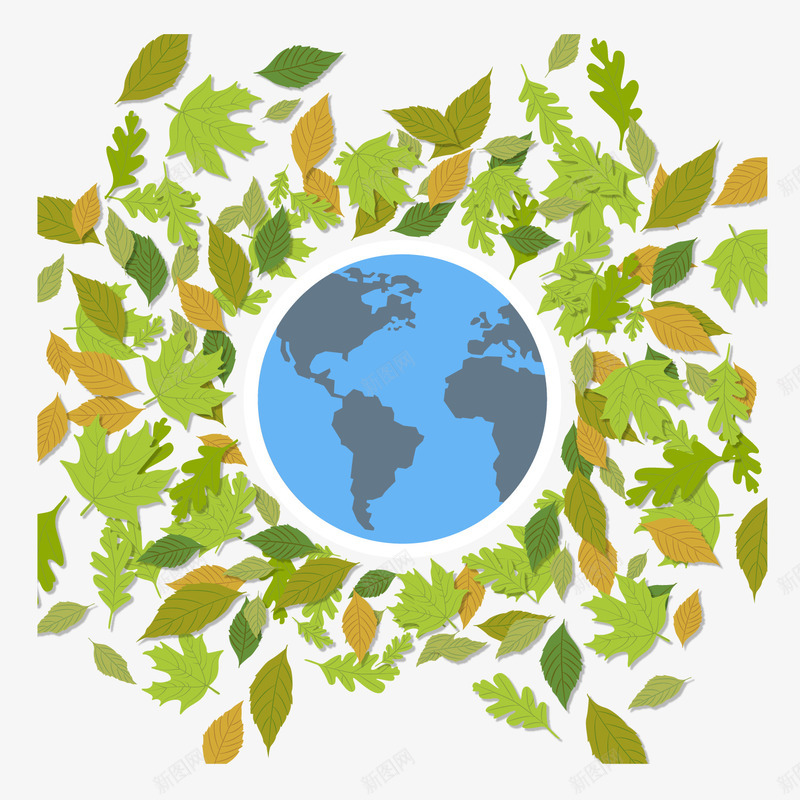 世界环境日绿色树叶矢量图ai免抠素材_新图网 https://ixintu.com 地球 树叶 环保元素 绿色植物 矢量图