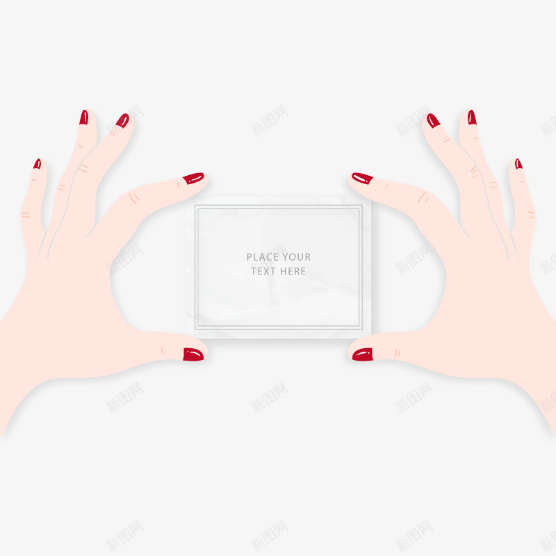 拿着卡片png免抠素材_新图网 https://ixintu.com 女性的双手 白色卡片 红色指甲