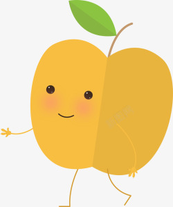 黄色扁平微笑苹果素材