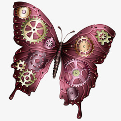 紫色齿轮蝴蝶翅膀上的齿轮高清图片
