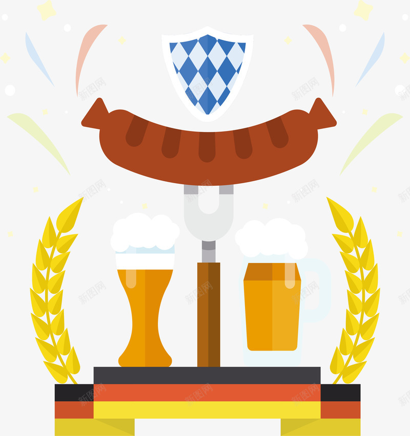 德国啤酒节海报png免抠素材_新图网 https://ixintu.com 德国 德国啤酒节 德国烤肠 矢量png 金色小麦