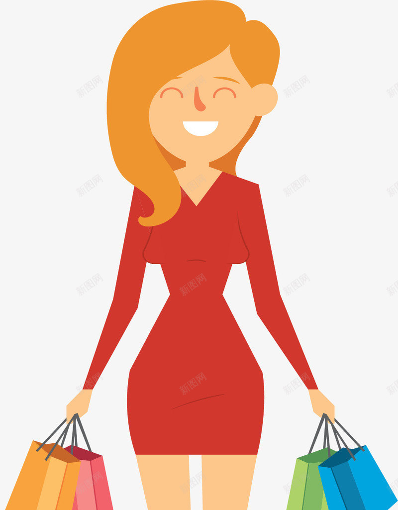 开心逛街购物的女性png免抠素材_新图网 https://ixintu.com 开心 微笑 购物 逛街