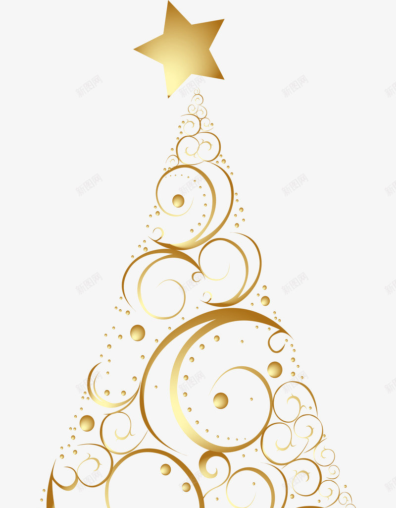 黄色星星圣诞树png免抠素材_新图网 https://ixintu.com 圣诞节 大气树木 星星 曲线线条 装饰图案 黄色圣诞树