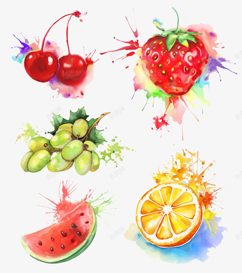 漂亮的卡通水果png免抠素材_新图网 https://ixintu.com 新鲜水果 樱桃 水果 美食 草莓 西瓜
