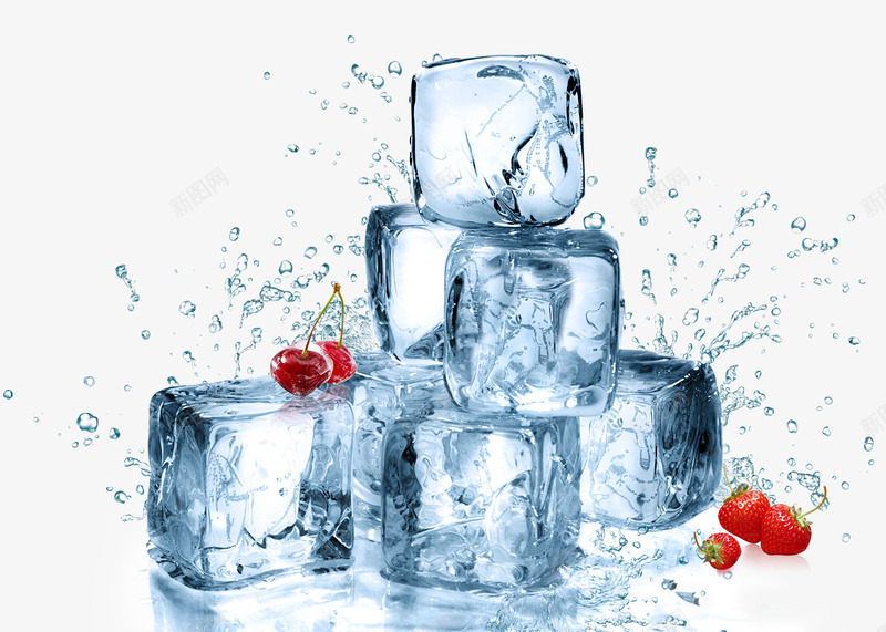 创意结晶冰块psd免抠素材_新图网 https://ixintu.com 冰块 创意 樱桃 水果 结晶